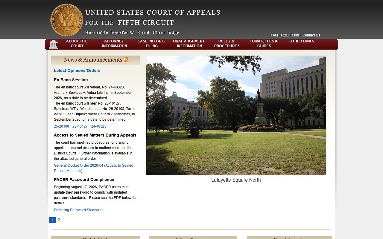 Rapides Parish Clerk of Court records U.S. Court of Appeals for the Fifth Circuit