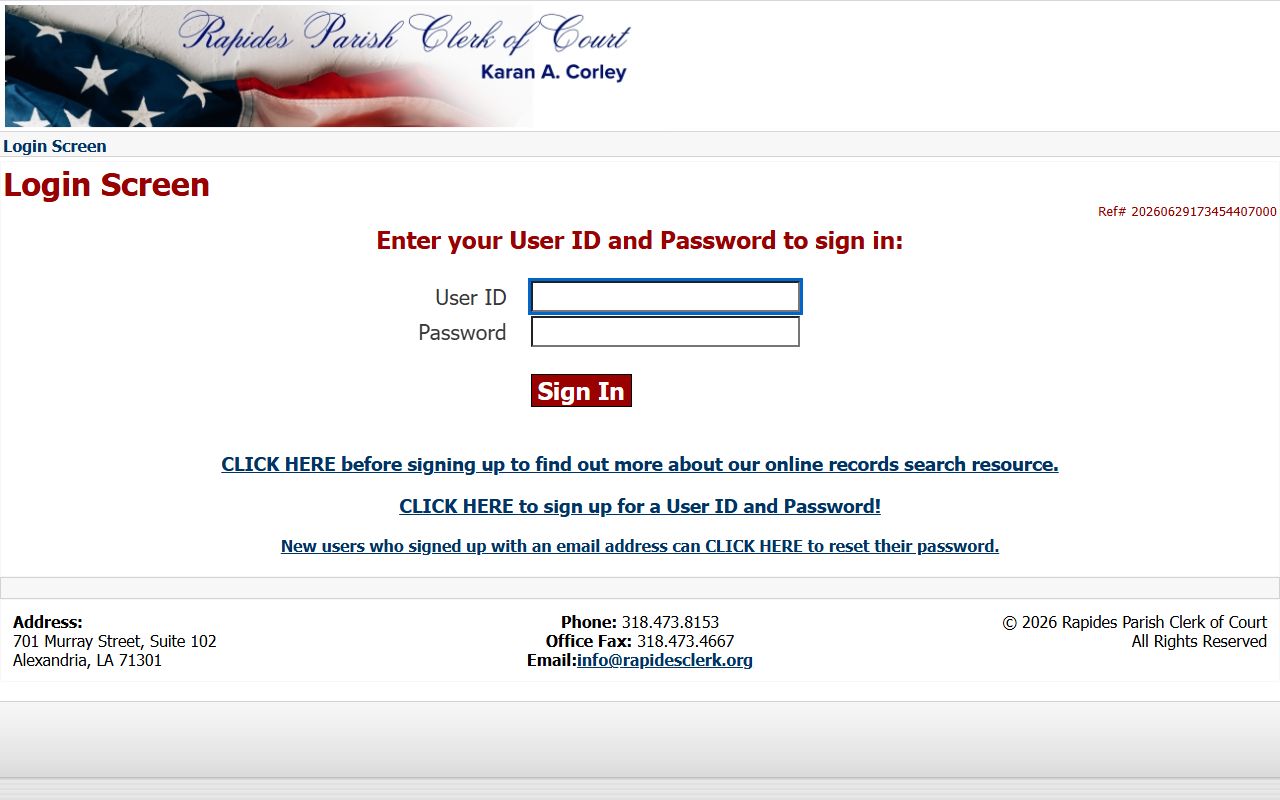 Rapides Parish court records RAPID E-Search login portal