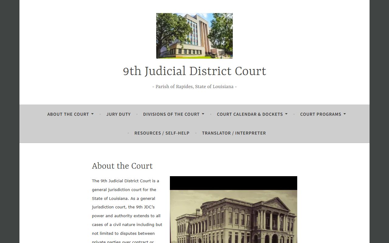 Rapides Parish District Court records 9th JDC jurisdiction and court authority