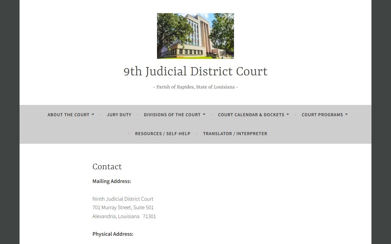 Rapides Parish District Court records 9th JDC contact page