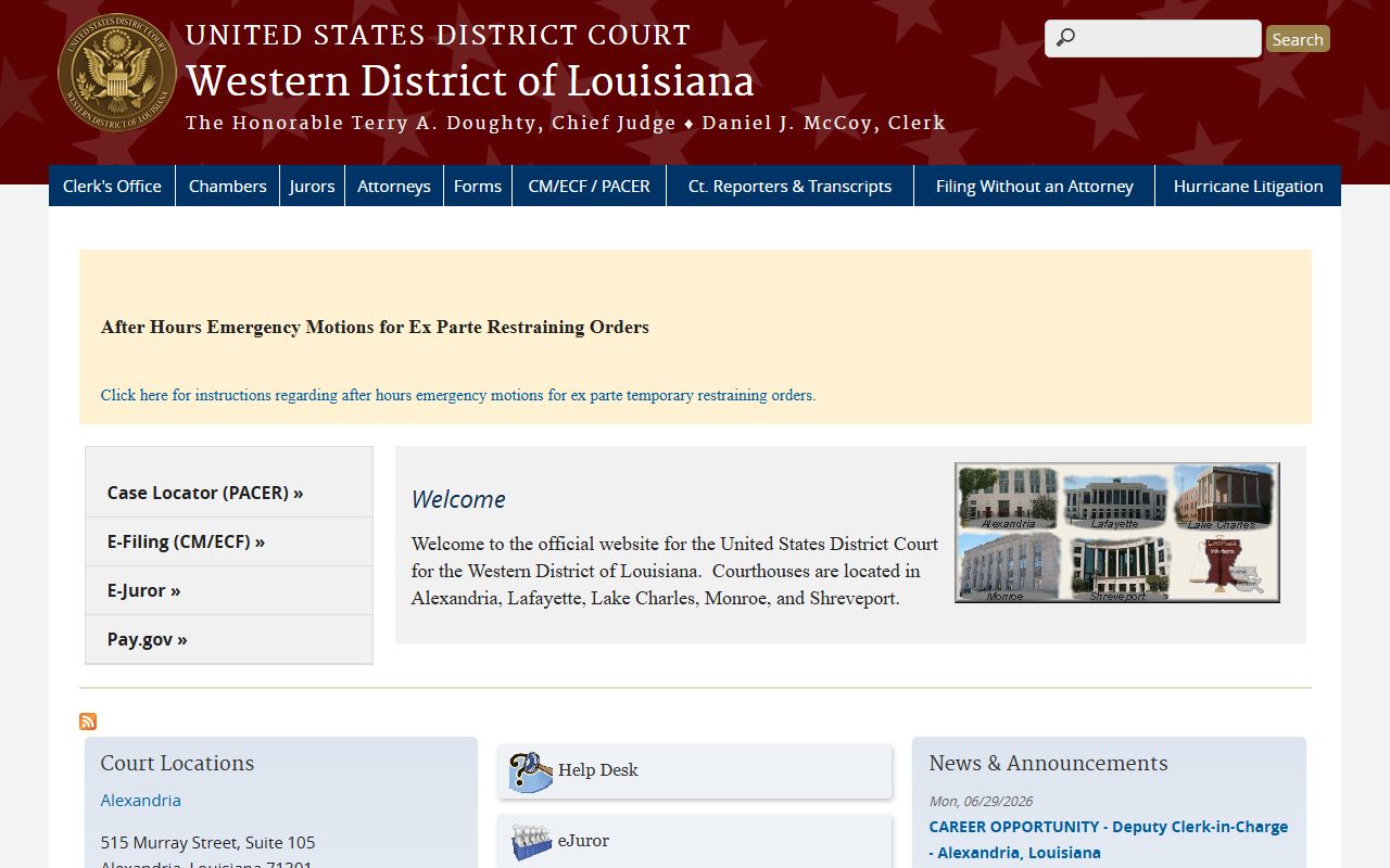 Rapides Parish court records U.S. District Court Western District of Louisiana