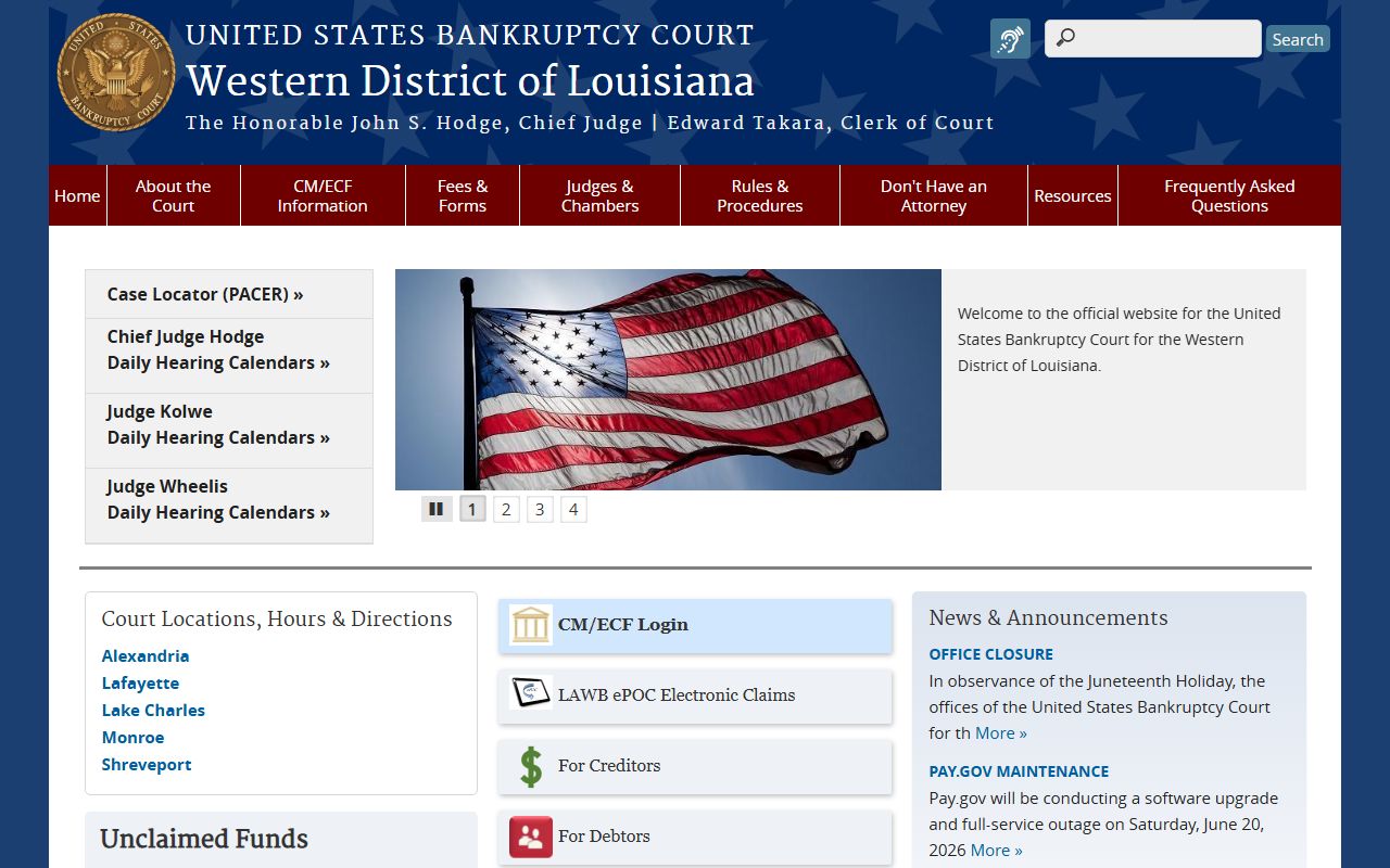 Rapides Parish court records U.S. Bankruptcy Court Western District of Louisiana