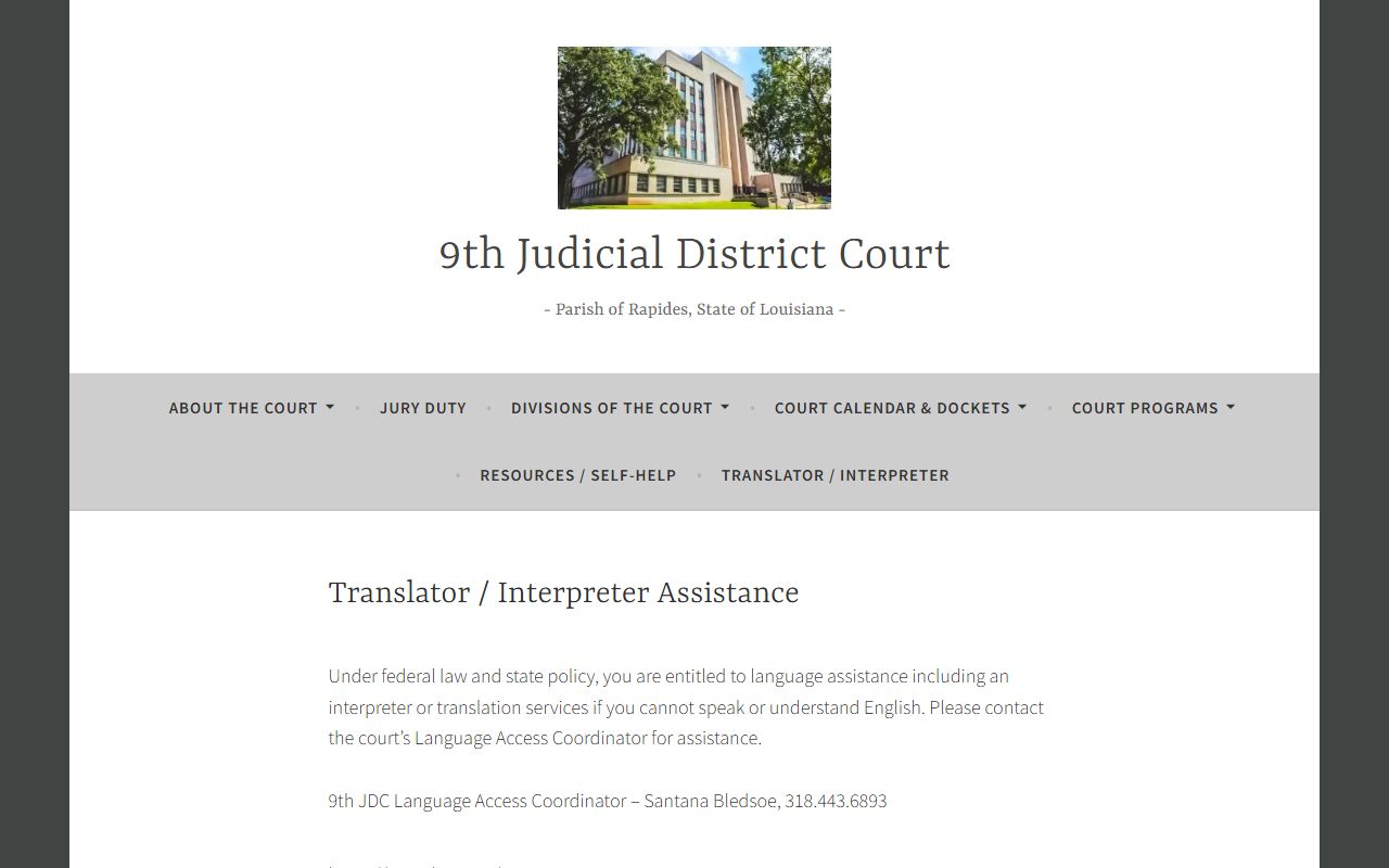 Rapides Parish divorce records 9th JDC language access and interpreter assistance